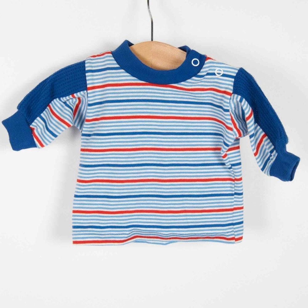 Vintage Cabbage Patch Kids Striped Shirt Baby 0-3 Months Blue Snap‎ Shoulder 80s